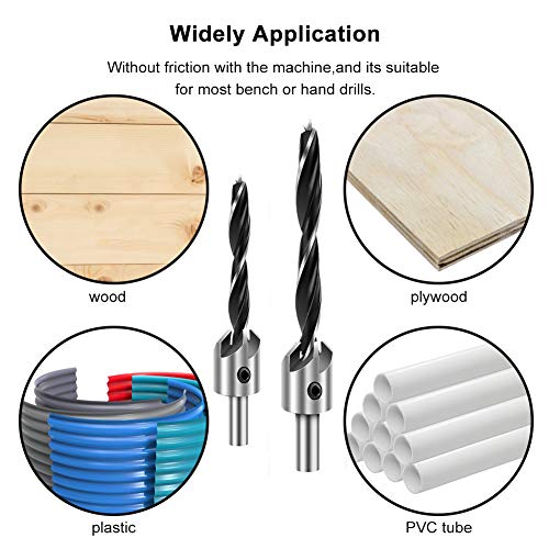 Comoware Countersink Drill Bits Set- 7Pcs Counter Sink Bit For Wood High Speed Steel, Woodworking Carpentry Reamer With 1 Free Hex Key Wrench #TOP2