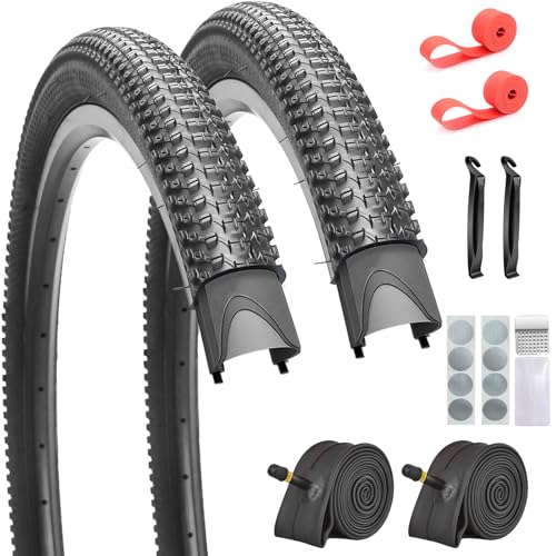 SIMEIQI 2 Pack Bike Tires and Tubes 27.5'x1.95' Mountain Replacement Bicycle Tyres with 2 Rim Strips Glueless Patches Kit for Commuter Hybrid Bicycle