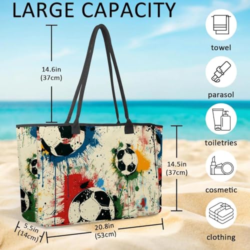 Large Beach Bag for Women, Colorful Musical Notes Pattern Travel Tote with Pockets Waterproof Shoulder Handbag4