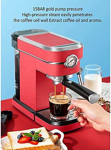 Máquina de café espresso semiautomática, máquina de café espresso y cuppuccino, con espumador de leche, molinillo de… - Imagen 6