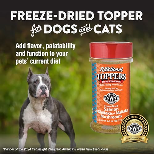 Image of Northwest Naturals Freeze-Dried Salmon, Shiitake & Maitake Mushrooms Functional Topper - for Dogs & Cats - Healthy, Limited, Human Grade Ingredients, All Natural, Made in USA, 3.5 Oz (Pack of 1)