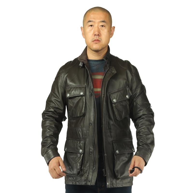 PIECOLOURBrown sheepskin men's leather jacket 1802