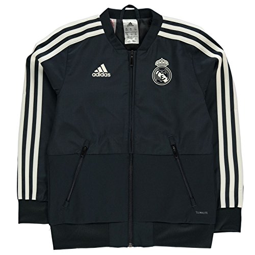 adidas Real Madrid Veste de survêtement, Tech Onix/Black/Core White, 8-9 Ans Mixte Enfant