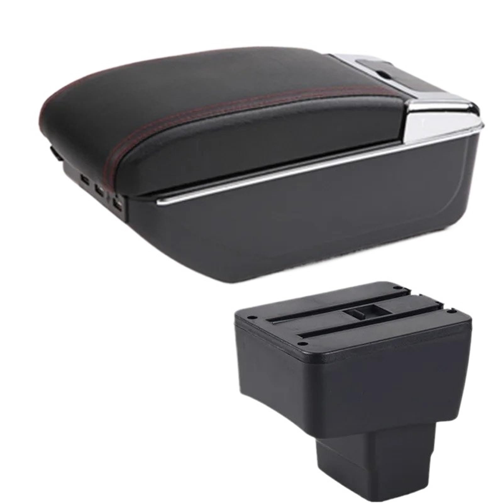 NOKRGQW Car Armrest Box For Mazda 2 Skyactiv Version For CX-3 Car Armrest Storage Box Dedicated Retrofit Accessories(D1 red line 7USB)