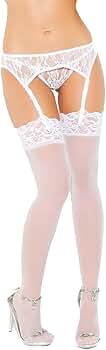 Womens Plus Size Lace Garter Belt and Thong Lingerie Set White Queen:  Underwear: Clothing, Shoes & Jewelry