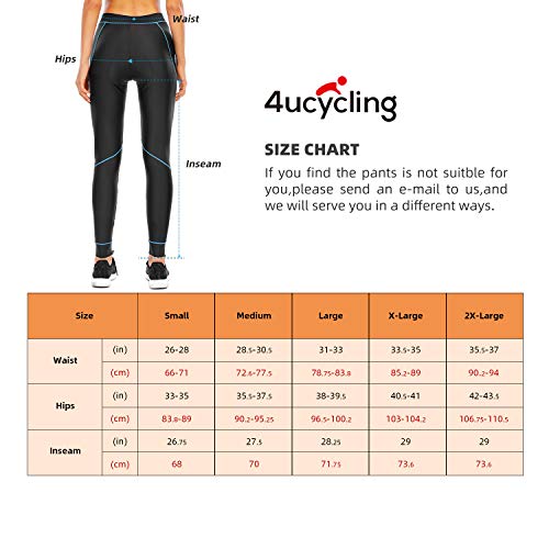 4ucycling Women 3D Padded Breathable ¾ Cycling Biking Shorts,UPF 50 Women's Running Pants, Women's Capri Bike Tights (Long-Black & Blue Line, Small)