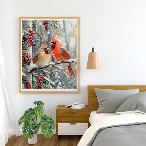 Image of Moohue 14ct Counted Cross Stitch Kits for Adults Winter Animals Birds Printed Stamped Cross Stitch Patterns Kits Cross Stitch Supplies (Winter Animals Birds)