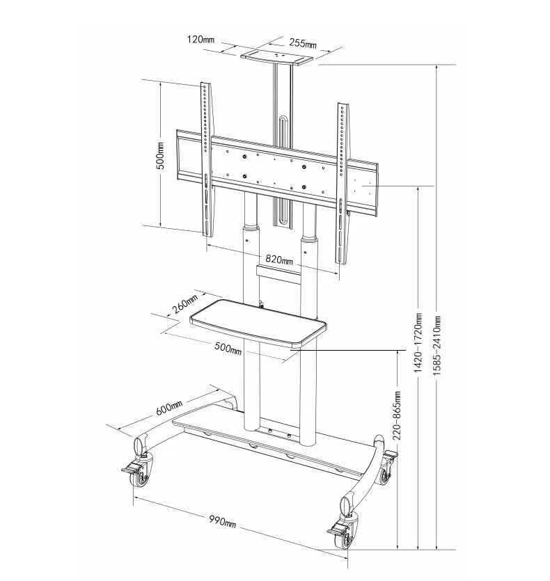 Image of BIG VUE TV Cart, Stand for LCD LED 4K Flat Screen TVs for Bedroom, Living Room, Studio Classic Design, Home Decor (Trolley, 32-75 Inch)