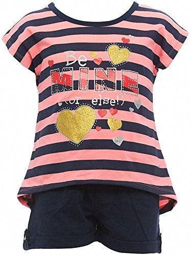 Image of ToBeInStyle Girl's Two Piece Summer Set Cute Tee Top and Matching Shorts Adorable Outfit