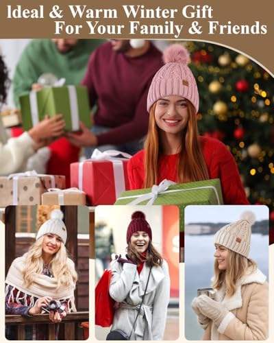 Winuesa Gorro de Punto Forrado en Satén para Mujer miniatura 7