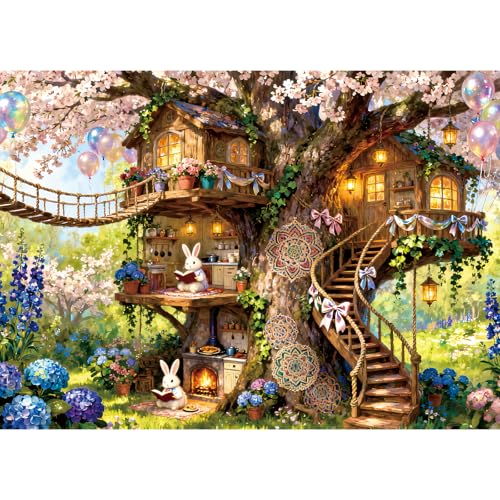 500 piece jigsaw puzzles for adults 500 Piece Jigsaw Puzzles Challenging Game for The Whole for Women Gifts for Men Educational Games:Enchanted Treehouse
