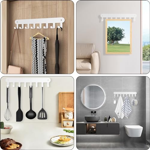 Suzurana KEY HOOKS FOR WALL WHITE 2 Pack Wall Mount Key Holder, Key Hanger Wall Mount With 8 Hooks thumb #6