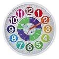 CIGERA 12 Inch Educational Wall Clock for Kids with Silent Movement and 3D Numerals,Great Learning Clock for Kids,Nice Wall Decor for Classroom, Playroom and Kids Bedroom,White