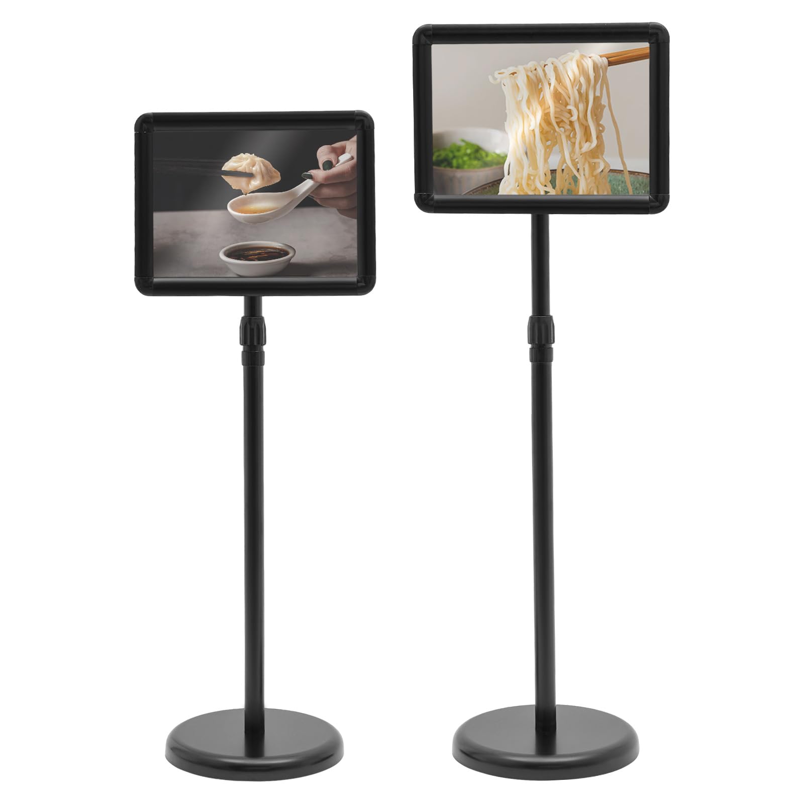 Soporte para carteles con base, 2 unidades de expositores para empresas y oficinas, soporte para carteles de pie, soporte de póster de altura, soporte de información ajustable, se puede