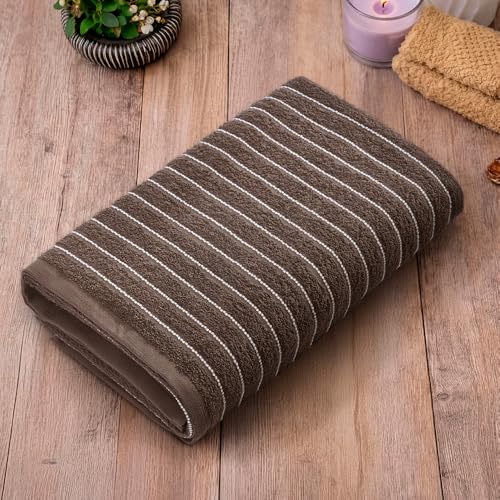 Image of Welspun 2-in-1 Towels for Bath Large Size | 100% Cotton Bath Towel | 250 GSM | High Absorbency & Quick Dry | Soft Feel | Bath Towel for Men & Women | 70 x 150 cm | Chocolate