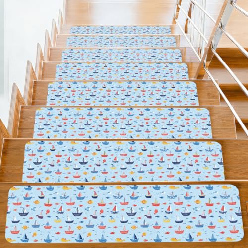 Alfombrillas para peldaños de escaleras Mexpekil 10 piezas de peces para pisadas seguras de niños 2
