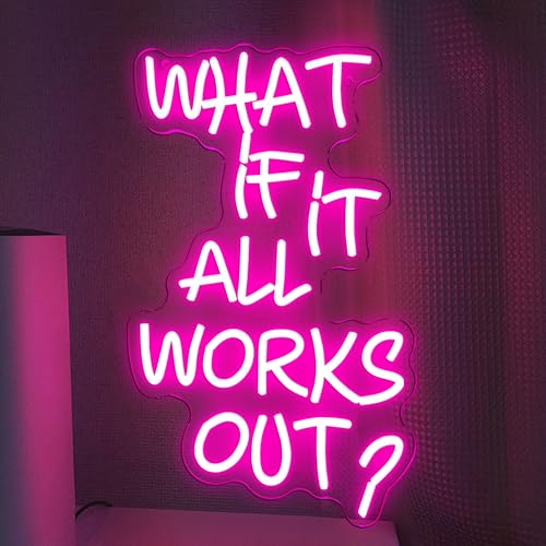 Image of Allball What If It All Works Out Neon Sign, Motivational Neon Light LED Inspiration Dreamer Sign USB Powered Dimmable, for Office Bedroom Game Room Reading Room Dreamer Provide Wall Decor(16.1*10.8 In)