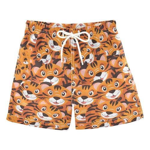 ALAZA Cute Tiger Print Animal Boys' Swim Trunks Beach Shorts Quick Dry Swimsuit 5T Multicoloured