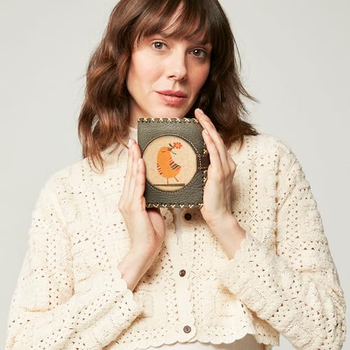 Soft Leather Purse for Women, Trifold Design, 12 Credit Card Holder, Coin Zipper Pocket, 2 ID Windows, Slim Travel Wallet – A Thoughtful Gift for Her., Navy Grey | Little Bird, Small3