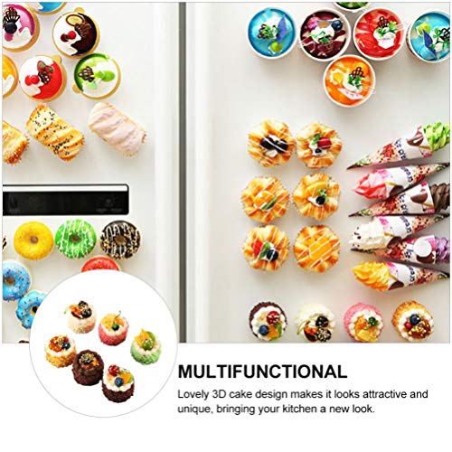 Mobestech 6 peças de ímãs de geladeira para bolo de comida simulada 3D ímãs de geladeira quadro bran
