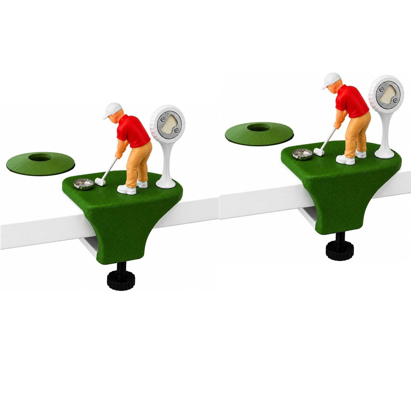Gioco Apribottiglie a Tema Golf - Apribottiglie con Vera Pallina da Golf e Raccoglitore di Tappi "Cassonetto" da Scrivania - Regalo Originale per Uomini e Appassionati di Golf (2pcs)