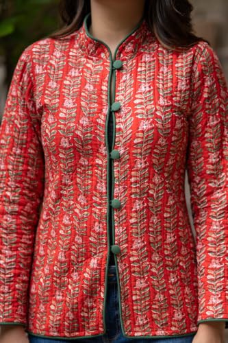 Image of Reversible Jacket for Women | Double Sided Quilted Jacket | Reversible Winter Jacket for Women | Stylish Ethnic Printed Jacket | Warm & Comfortable Casual Outerwear