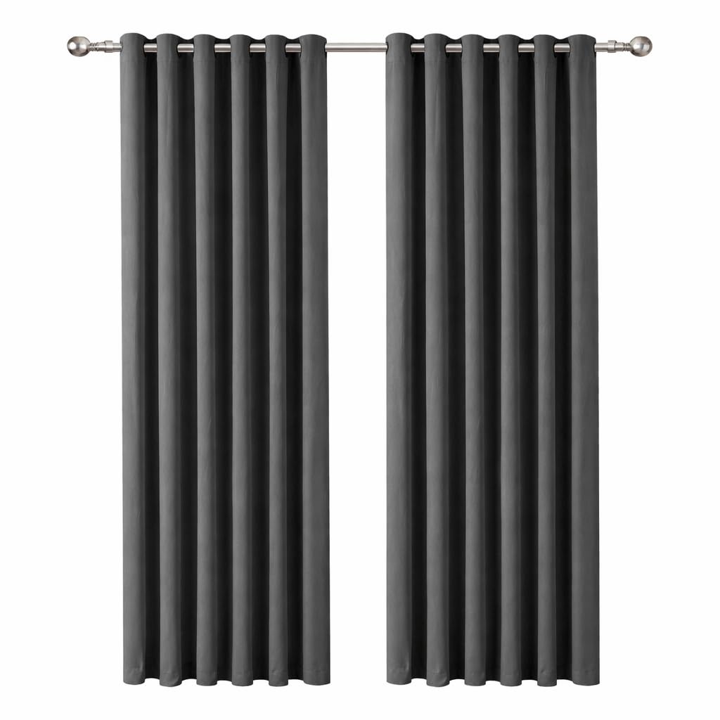 Ameha Dark Grey Blackout Eyelet Curtains For Living Room Grey Curtains Bedroom, 46X72 Inch Drop Thermal Insulated Curtain Pair Panels With Tiebacks