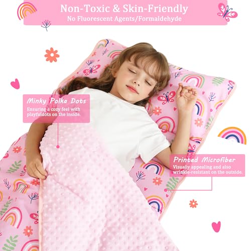 Image of Toddler Nap Mat for Preschool 50''x30'' Sleeping Mat with Removable Pillow and Minky Blanket for Kids Ages 3-7 Roll Up Soft Sleeping Bag for Boys Girls Kindergarten Daycare Sleepover