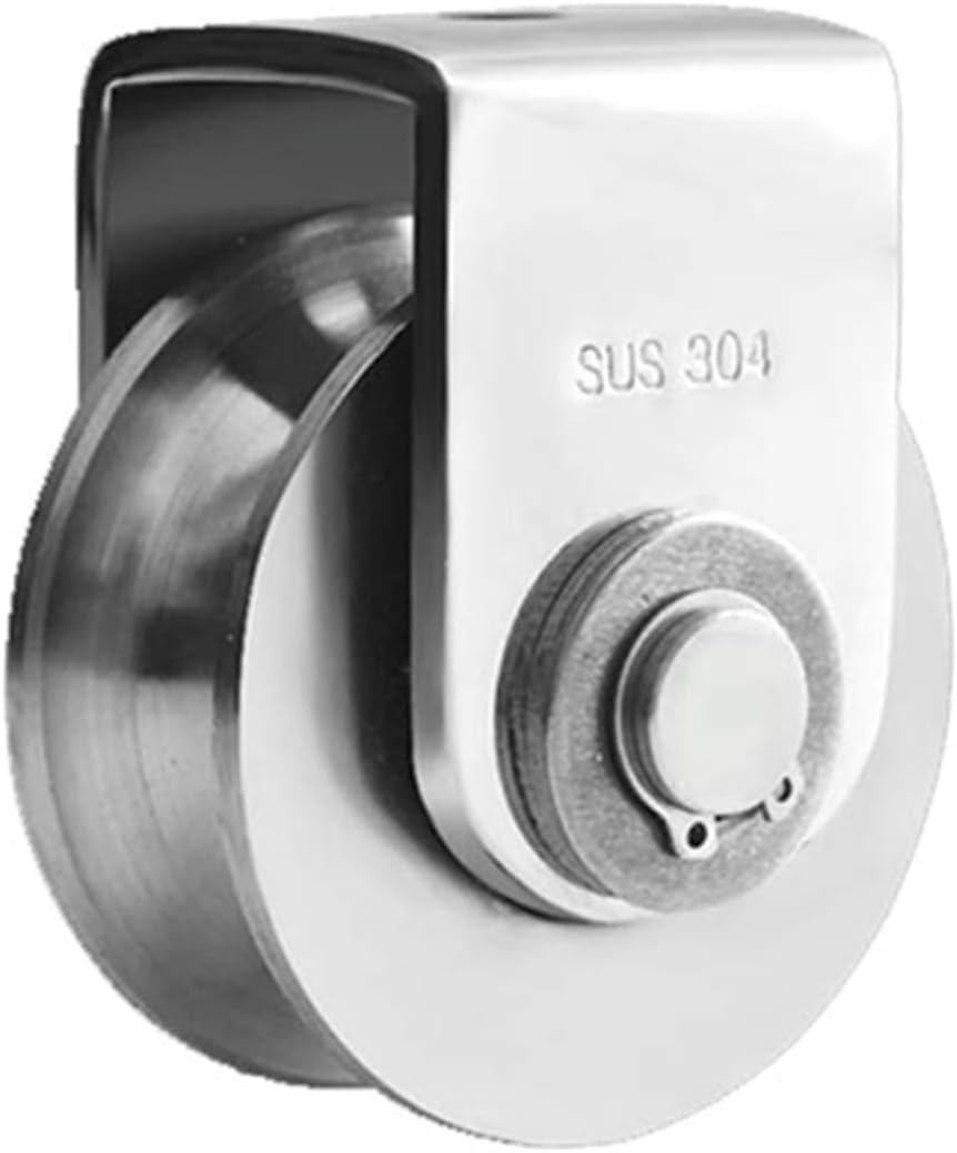 U-Shaped Steel Cable Pulleys, U Type Groove Wheel Pulley Strong Load-Bearing Roller 48mm Diameter 304 Stainless Steel Heavy Duty Block