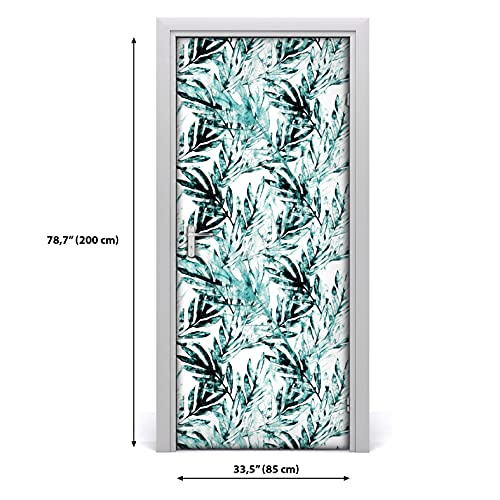 Etiqueta de puerta autoadhesiva extraíble y lavable con estampado de jungla de palma 4