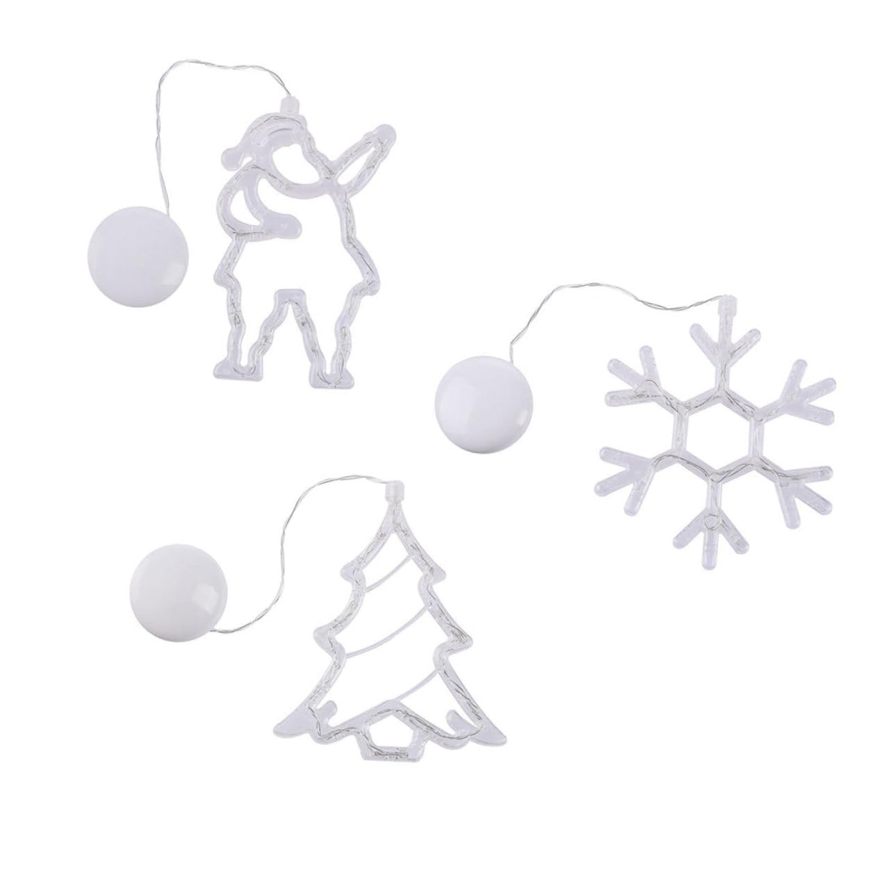 KONTONTY 3pcs Led Cup Christmas Decorative Lights Xmas Ambience Lamp for Holiday Parties Featuring Santa Snowflakes and Christmas Tree Designs Battery Not Included