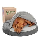 Furhaven 26' Round Memory Foam Dog Bed for Medium/Small Dogs w/ Removable Washable Cover, For Dogs Up to 30 lbs - Microvelvet Snuggery - Silver (Gray), 26-inch