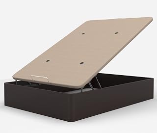 DORMIDAN - Canapé abatible de Gran Capacidad con Esquinas Redondeadas en Madera, Base tapizada 3D Transpirable + 4 válvulas aireación (wengué, 135x190cm)