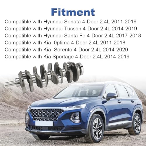 Image of Engine Rebuild Kit with Crankshaft Connecting Rod Piston Gasket Set Compatible with Hyundai Sonata Tucson Santa Fe, Kia 0ptima Sorento Sportage 2.4L 2011-2020 Replace 23111-2G230 23111-2G200
