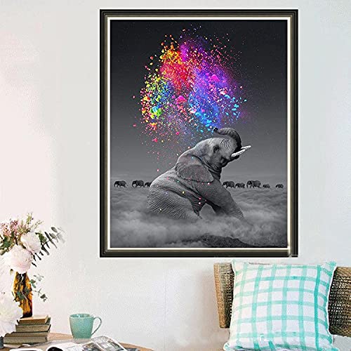 Peinture diamant éléphant mosaïque strass de cristal toile artisanale XL