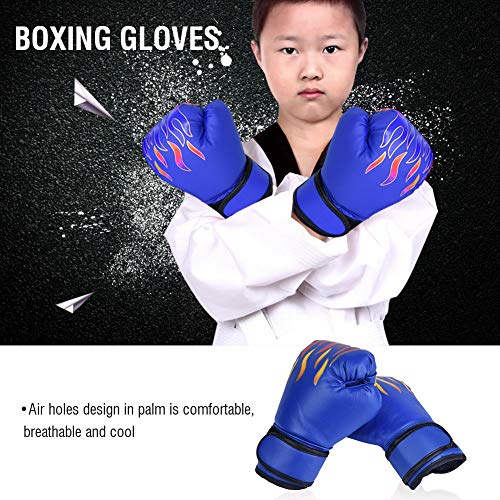 BOROCO Guantes de Boxeo para niños - 7-13 años Guantes de Boxeo para niños de Muay, Tren Muay, Thai, Kick-Boxing, Saco de Boxeo y Sparring 1 par(Azul)