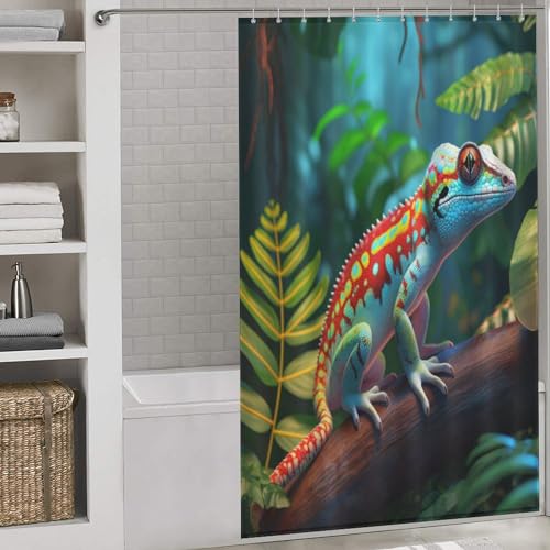 Rideau de douche imperméable caméléon en tissu polyester lavable de 140x183 cm - 2