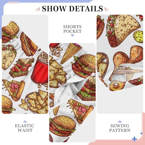 ZZXXB Hamburger French Fries Boys Long Pants Soft Trousers Elastic Waist Kids Lounge Bottoms with Pockets S-XL4