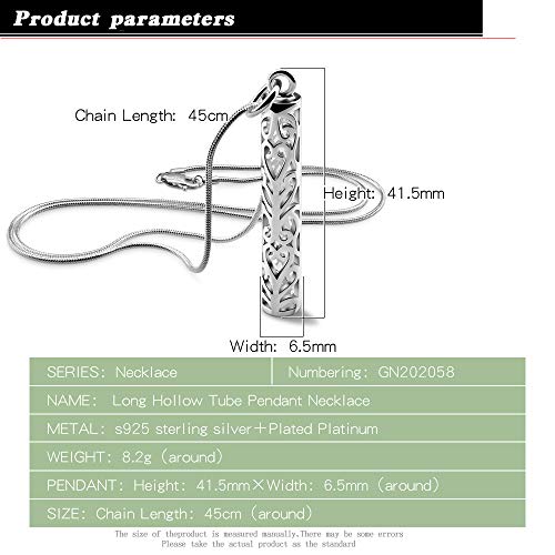 Women's 925 Silver Necklace-Bohemian Sterling Silver Patterned Cylindrical Pendant Necklace-100% Original Silver Snake Chain 45-60CM Fine Jewelry3