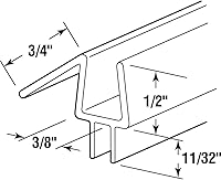 Vista 3 de Prime-Line M 6258 - Sello inferior de puerta de ducha sin marco para puertas de vidrio de 3/8 pulgadas de grosor, evita fugas de ducha y crea una