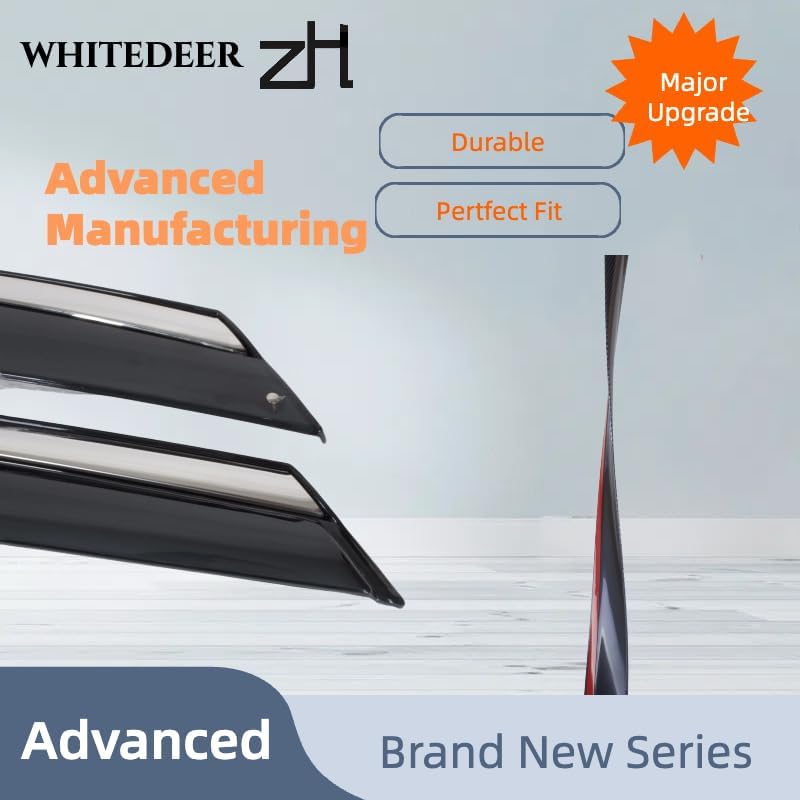 Fits for Infiniti QX60 2013 2014 2015 2016 2017 2018 2019 2020 Advanced PC + Chrome Smoke Window Visor - Sun, Rain, and Vent Protection, Tape-On Outside-Mount, 4-Pieces Vent Deflector Guard