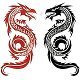 Dopetattoo 6 Sheets Realistic Tattoos Temporary Tattoos Fake Tattoos For Men Adults Black Red Tribal Dragon Animal Chinese Temporary Fake Tattoo For Women Neck Arm Chest For Woman