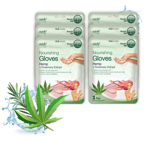 Epielle Nourishing Hand Masks – Hemp + Rosemary Extract for Deep Moisturizing 100% Vegan & Cruelty-Free (Gloves 6pk) For Dry Hand Spa Masks | Skincare Party Favors. STOCKING STUFFERS!!