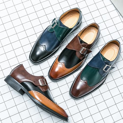 Men's Soft Leather Carved Brogue Oxford Shoes Fashion Metal Buckle Stitching British Business Casual Formal Work Shoes3