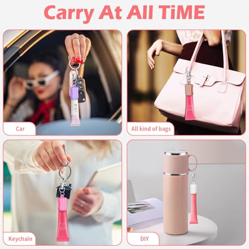 Image of TOOVREN 4PCS lip Gloss Holder Keychain Flexible Silicone lip Balm Keychain Sleeve for Cap 0.55-0.7in Replacement Portable Keychains Accessories for Lanyard or Bag