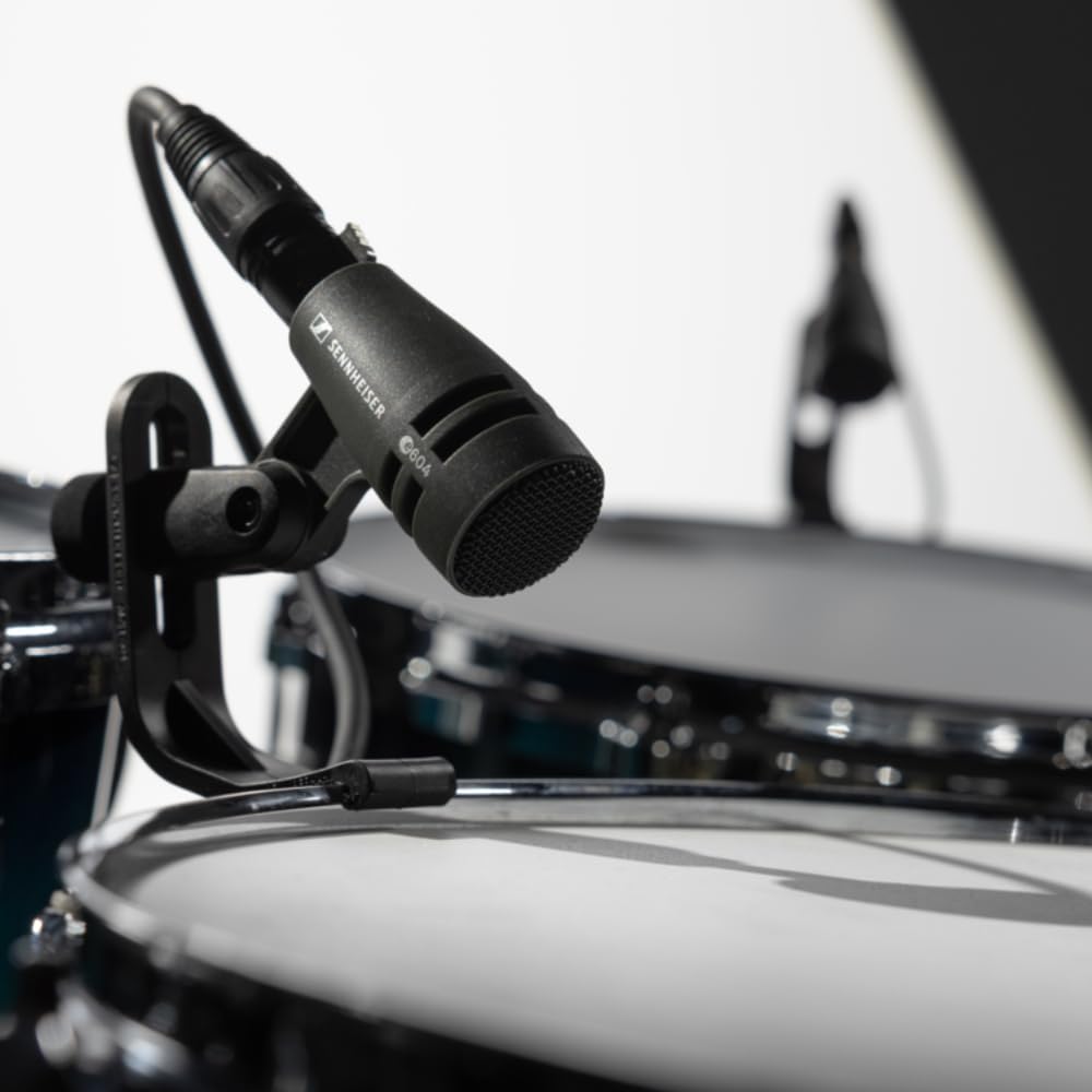 Sennheiser E 604 Cardioid Dynamic Drum Microphone Bundle w/Pig Hog PHM10 8mm Mic Cable Polishing Cloth