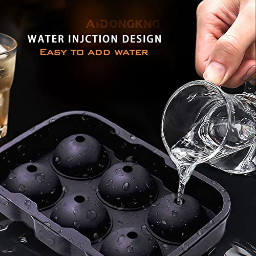 Image of Ice Cube Trays Silicone, Sphere Ice Ball Maker with Lid for Whiskey and Cocktails & Bourbon, Reusable and BPA Free