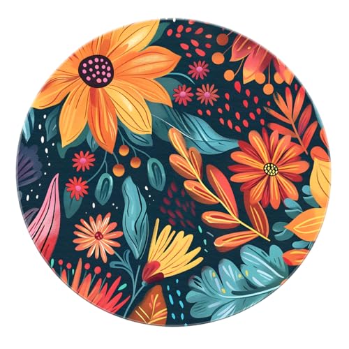 Moquette ronde à poil bas tapis de cercle fleuri