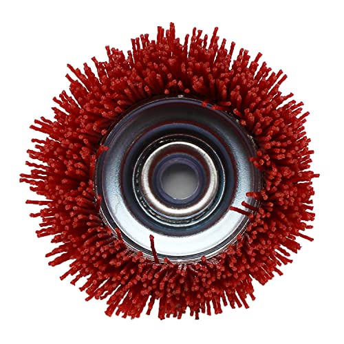 Image of BHA 4 inch Abrasive Filament Nylon Bristle Cup Brush, 5 /8-11 Threat Arbor - Red (120 Grit)