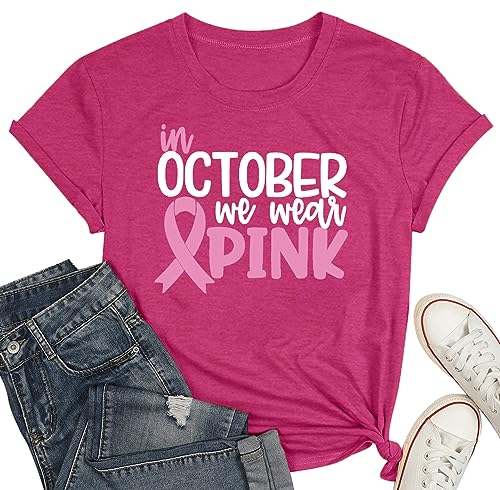 Breast Cancer Shirt Women Hope Pink Ribbon Tshirt Cancer Awareness Leopard Tee Tops